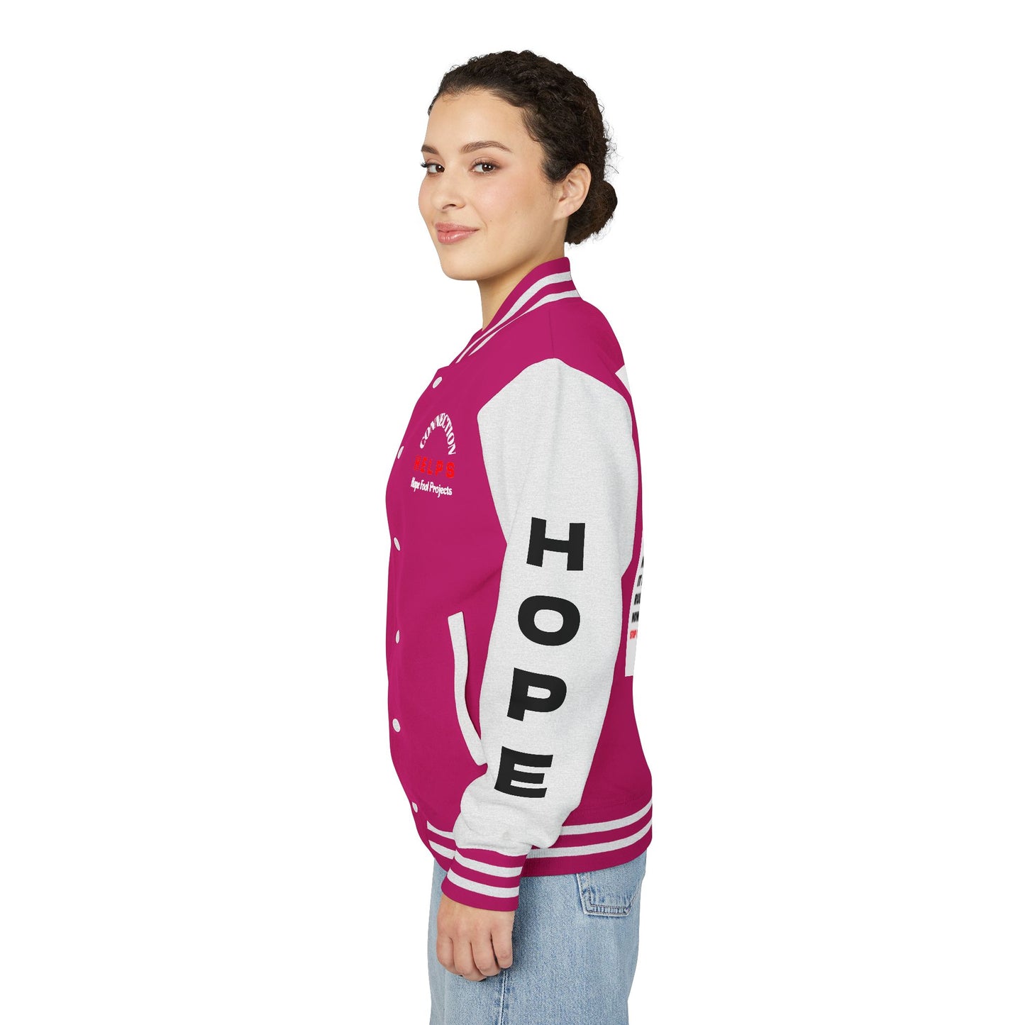 Rule Breaker Have Hope Inspired Unisex Heavyweight Letterman Jacket - Empowering Message "STOP BEING SO D*** HARD ON YOURSELF." Comes in many color variants!