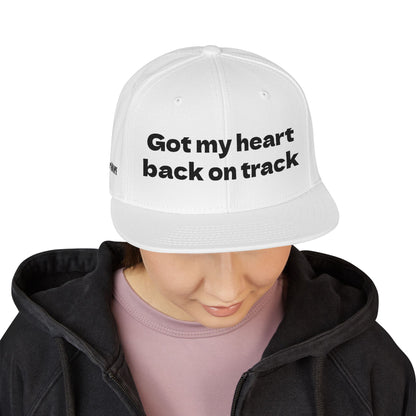 "Got my heart back on track" Snapback Cap, Embroidered Hat, Casual Streetwear, (Many color variants)