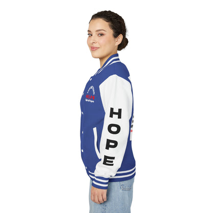 True Punk Have Hope Inspired Unisex Heavyweight Letterman Jacket - Empowering Message "This world ain't got s*** on you." Comes in many color variants!