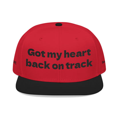 "Got my heart back on track" Snapback Cap, Embroidered Hat, Casual Streetwear, (Many color variants)