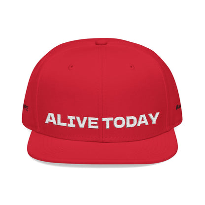 White Font "ALIVE TODAY" Snapback Cap, Embroidered Hat, Casual Streetwear, (Many color variants)