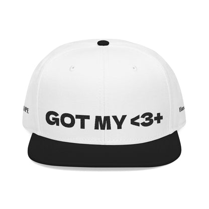 "Got My <3 +" (Got My Heart Positive) Snapback Cap, Embroidered Hat, Casual Streetwear, Gift for Him/Her, (Many color variants)