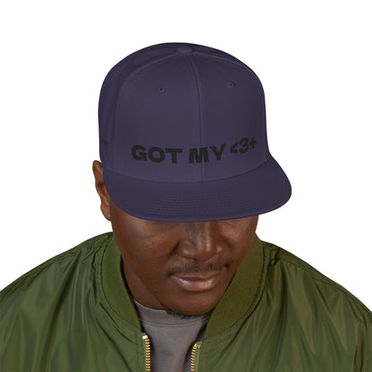 "Got My <3 +" (Got My Heart Positive) Snapback Cap, Embroidered Hat, Casual Streetwear, Gift for Him/Her, (Many color variants)
