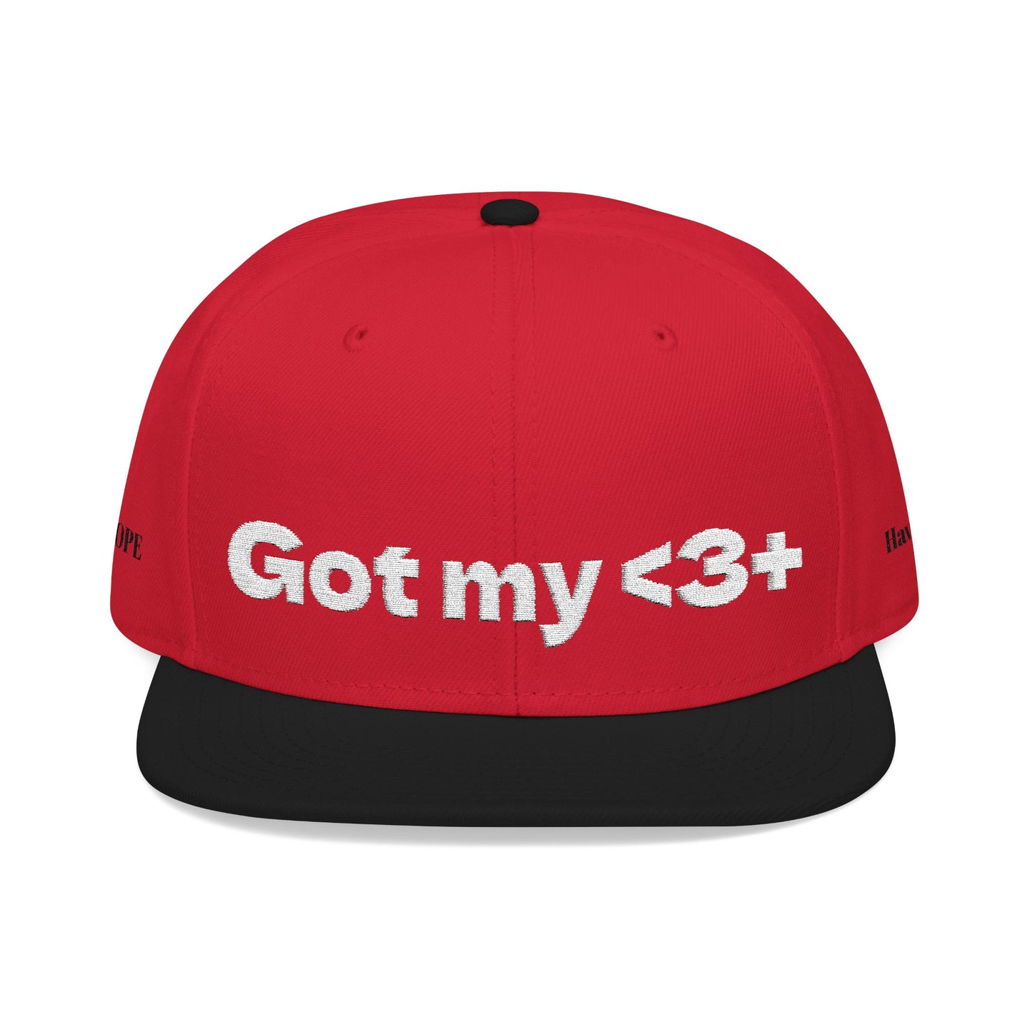 White Font "Got My <3 +" (Got My Heart Positive) Snapback Cap, Embroidered Hat, Casual Streetwear, Gift for Him/Her, (Many color variants)