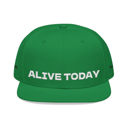 White Font "ALIVE TODAY" Snapback Cap, Embroidered Hat, Casual Streetwear, (Many color variants)