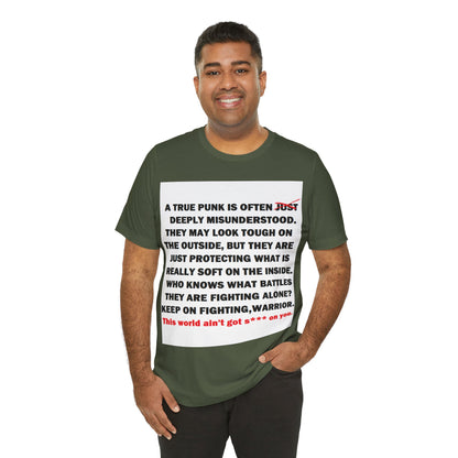 True Punk Motivational Messaging Variants of Green "This world ain't got s*** on you." Unisex Jersey Short Sleeve Tee (Color Group 3of4)