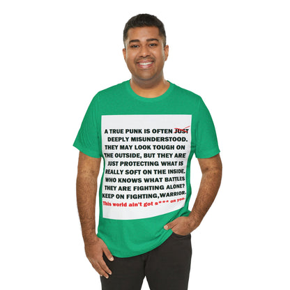 True Punk Motivational Messaging Variants of Green "This world ain't got s*** on you." Unisex Jersey Short Sleeve Tee (Color Group 3of4)