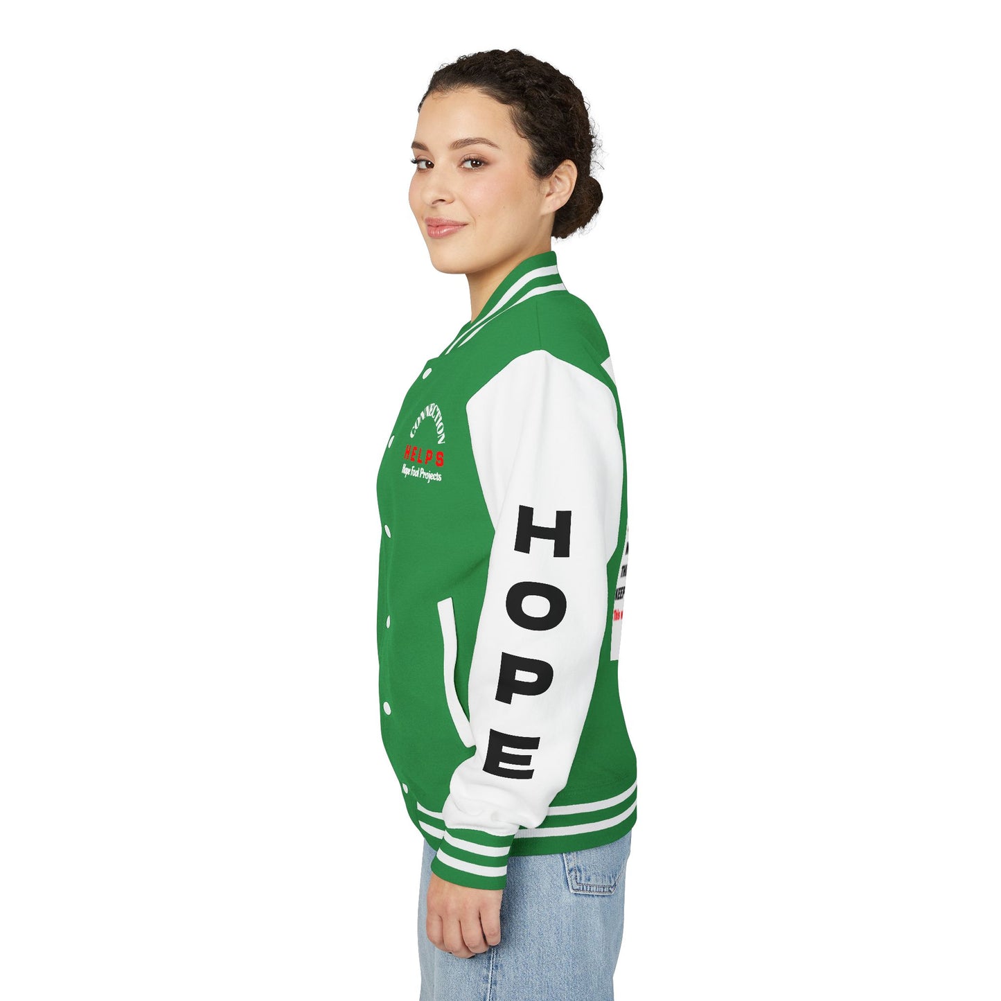 True Punk Have Hope Inspired Unisex Heavyweight Letterman Jacket - Empowering Message "This world ain't got s*** on you." Comes in many color variants!