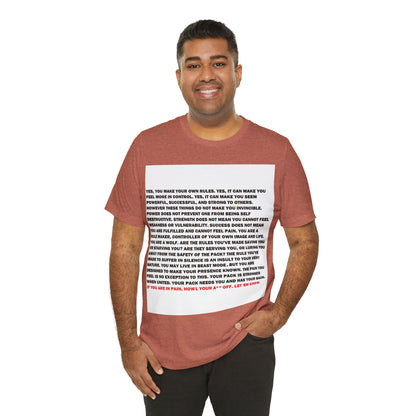 Rule Maker Motivational Messaging Variants are in Pink, Red, Cream, Yellow, Orange, and Brown "IF YOU ARE IN PAIN, HOWL YOUR A** OFF. LET 'EM KNOW." Unisex Jersey Short Sleeve Tee (Color Group 2of4)