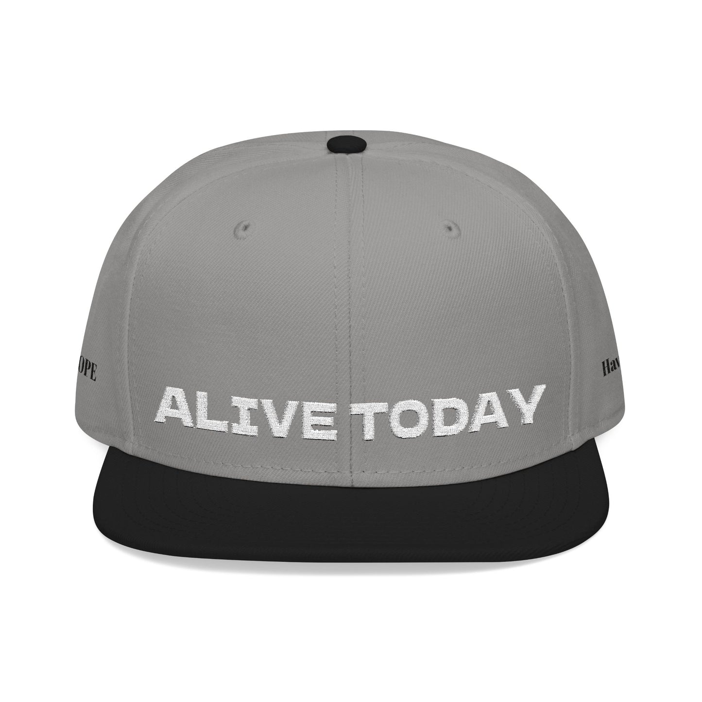 White Font "ALIVE TODAY" Snapback Cap, Embroidered Hat, Casual Streetwear, (Many color variants)