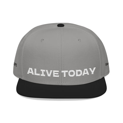 White Font "ALIVE TODAY" Snapback Cap, Embroidered Hat, Casual Streetwear, (Many color variants)