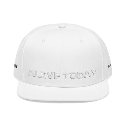 White Font "ALIVE TODAY" Snapback Cap, Embroidered Hat, Casual Streetwear, (Many color variants)