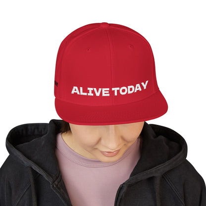 White Font "ALIVE TODAY" Snapback Cap, Embroidered Hat, Casual Streetwear, (Many color variants)