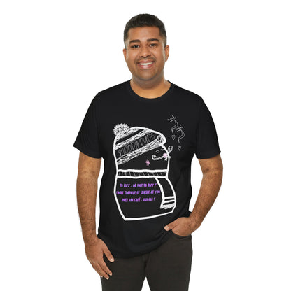 Purple Font  "I will twinkle le stache at you over un cafe, oui oui?" -Rizz ( Coffee ) Monster Unisex Jersey Short Sleeve Tee