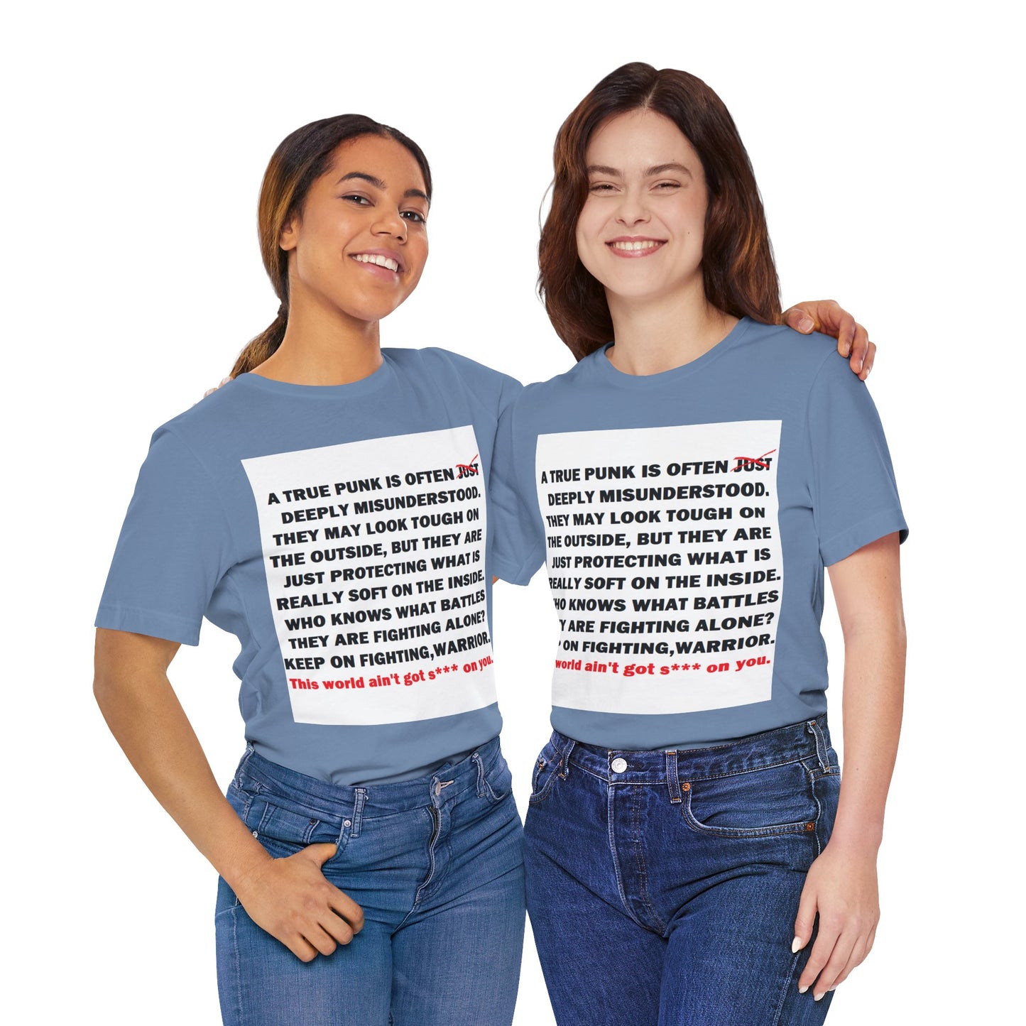 True Punk Motivational Messaging Variants of Blue "This world ain't got s*** on you." Unisex Jersey Short Sleeve Tee (Color Group 4of4)