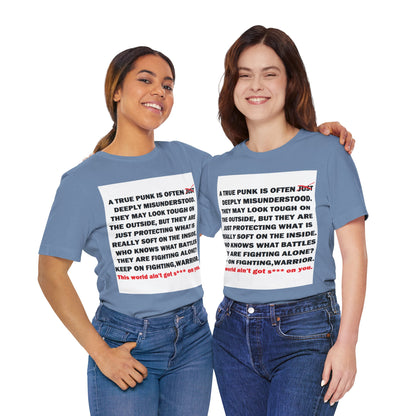 True Punk Motivational Messaging Variants of Blue "This world ain't got s*** on you." Unisex Jersey Short Sleeve Tee (Color Group 4of4)