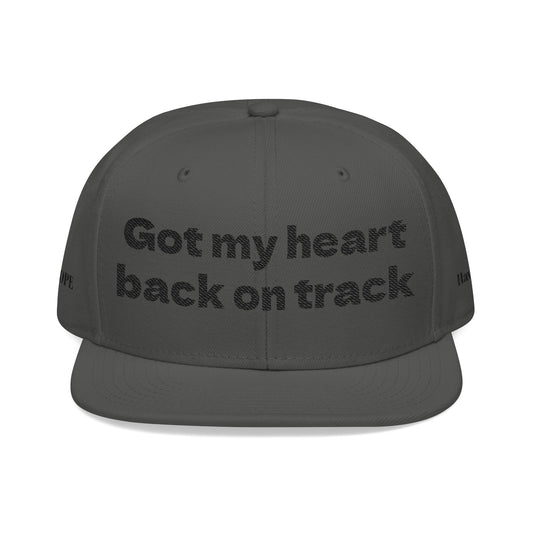 "Got my heart back on track" Snapback Cap, Embroidered Hat, Casual Streetwear, (Many color variants)