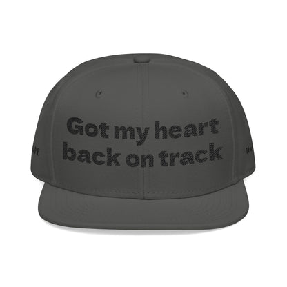 "Got my heart back on track" Snapback Cap, Embroidered Hat, Casual Streetwear, (Many color variants)