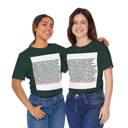 Rule Maker Motivational Messaging Variants of Green "IF YOU ARE IN PAIN, HOWL YOUR A** OFF. LET 'EM KNOW." Unisex Jersey Short Sleeve Tee (Color Group 3of4)