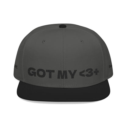 "Got My <3 +" (Got My Heart Positive) Snapback Cap, Embroidered Hat, Casual Streetwear, Gift for Him/Her, (Many color variants)