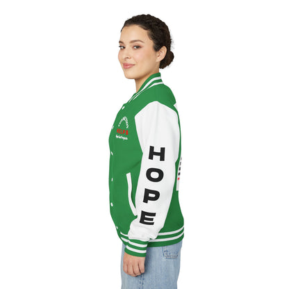 Rule Breaker Have Hope Inspired Unisex Heavyweight Letterman Jacket - Empowering Message "STOP BEING SO D*** HARD ON YOURSELF." Comes in many color variants!