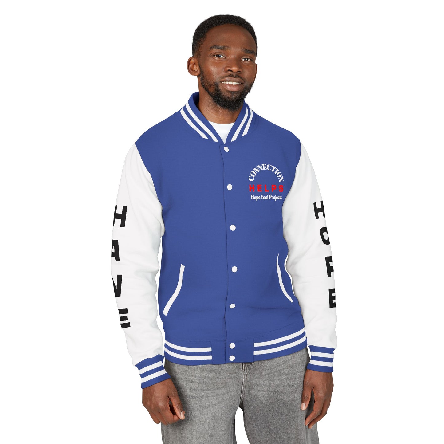 Rule Breaker Have Hope Inspired Unisex Heavyweight Letterman Jacket - Empowering Message "STOP BEING SO D*** HARD ON YOURSELF." Comes in many color variants!