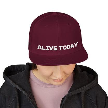 White Font "ALIVE TODAY" Snapback Cap, Embroidered Hat, Casual Streetwear, (Many color variants)