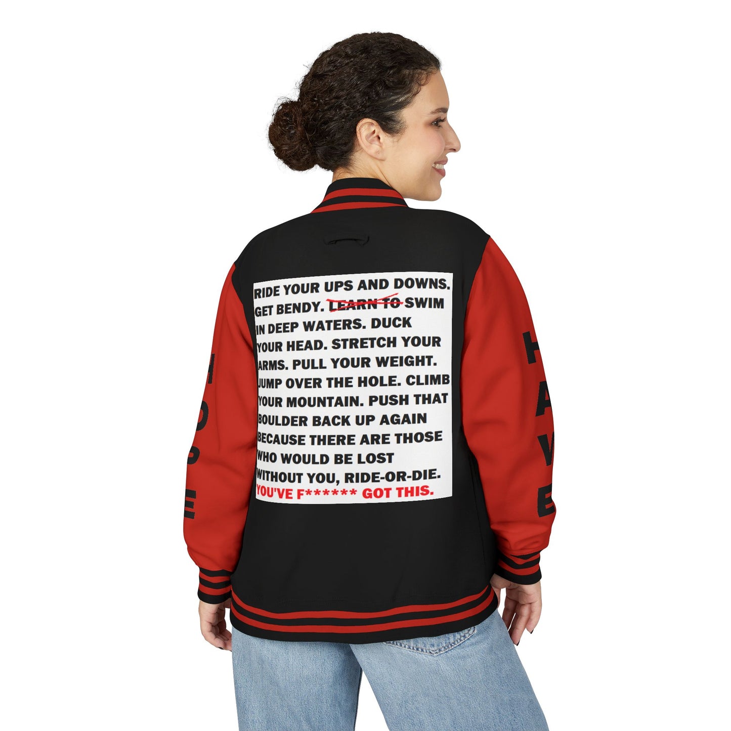 Ride-Or-Die Have Hope Inspired Unisex Heavyweight Letterman Jacket - Empowering Message "YOU'VE F****** GOT THIS." Comes in many color variants!