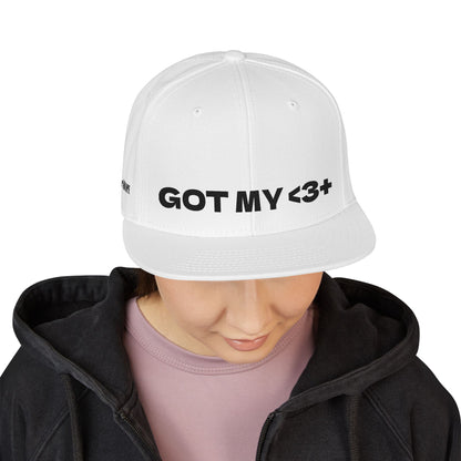 "Got My <3 +" (Got My Heart Positive) Snapback Cap, Embroidered Hat, Casual Streetwear, Gift for Him/Her, (Many color variants)