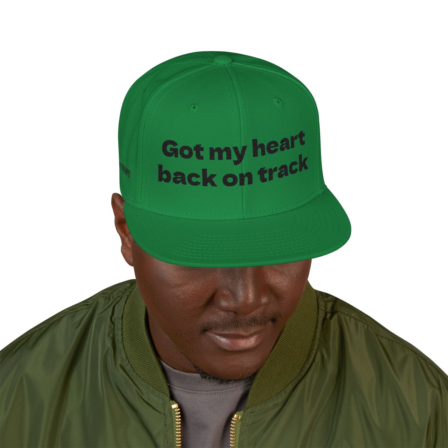 "Got my heart back on track" Snapback Cap, Embroidered Hat, Casual Streetwear, (Many color variants)