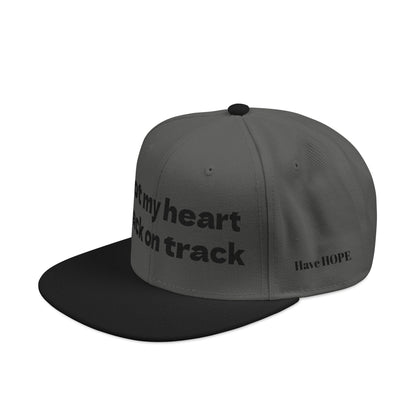 "Got my heart back on track" Snapback Cap, Embroidered Hat, Casual Streetwear, (Many color variants)