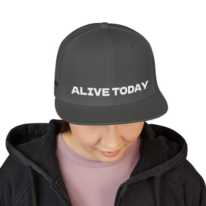 White Font "ALIVE TODAY" Snapback Cap, Embroidered Hat, Casual Streetwear, (Many color variants)