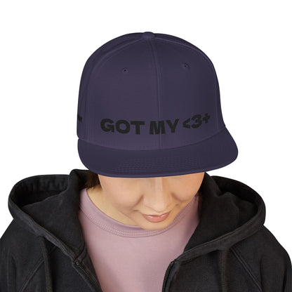 "Got My <3 +" (Got My Heart Positive) Snapback Cap, Embroidered Hat, Casual Streetwear, Gift for Him/Her, (Many color variants)