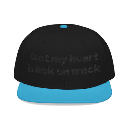 "Got my heart back on track" Snapback Cap, Embroidered Hat, Casual Streetwear, (Many color variants)