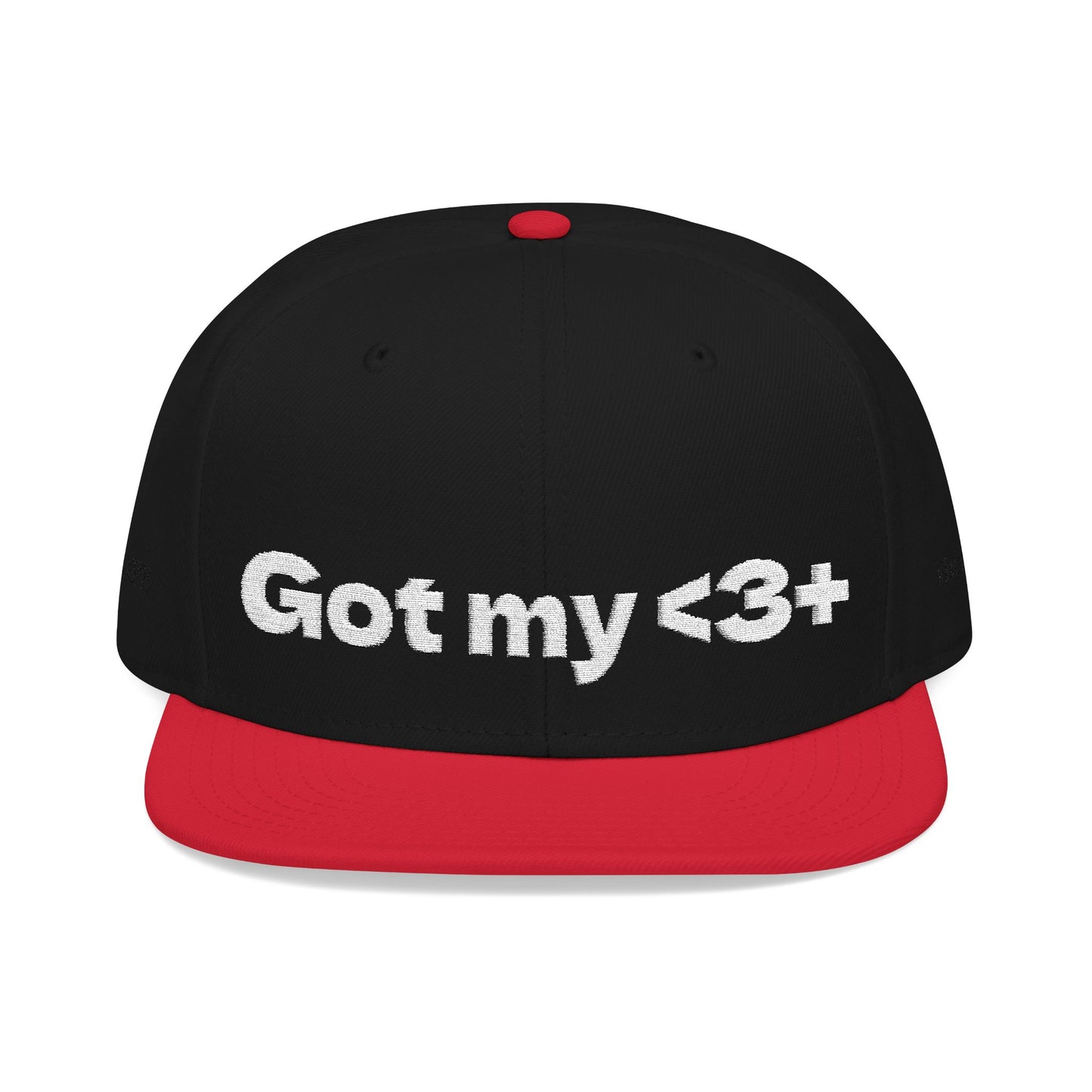White Font "Got My <3 +" (Got My Heart Positive) Snapback Cap, Embroidered Hat, Casual Streetwear, Gift for Him/Her, (Many color variants)