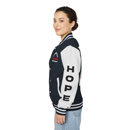 Rule Maker Have Hope Inspired Unisex Heavyweight Letterman Jacket - Empowering Message "IF YOU ARE IN PAIN, HOWL YOUR A** OFF. LET 'EM KNOW." Comes in many color variants!