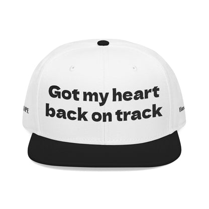"Got my heart back on track" Snapback Cap, Embroidered Hat, Casual Streetwear, (Many color variants)