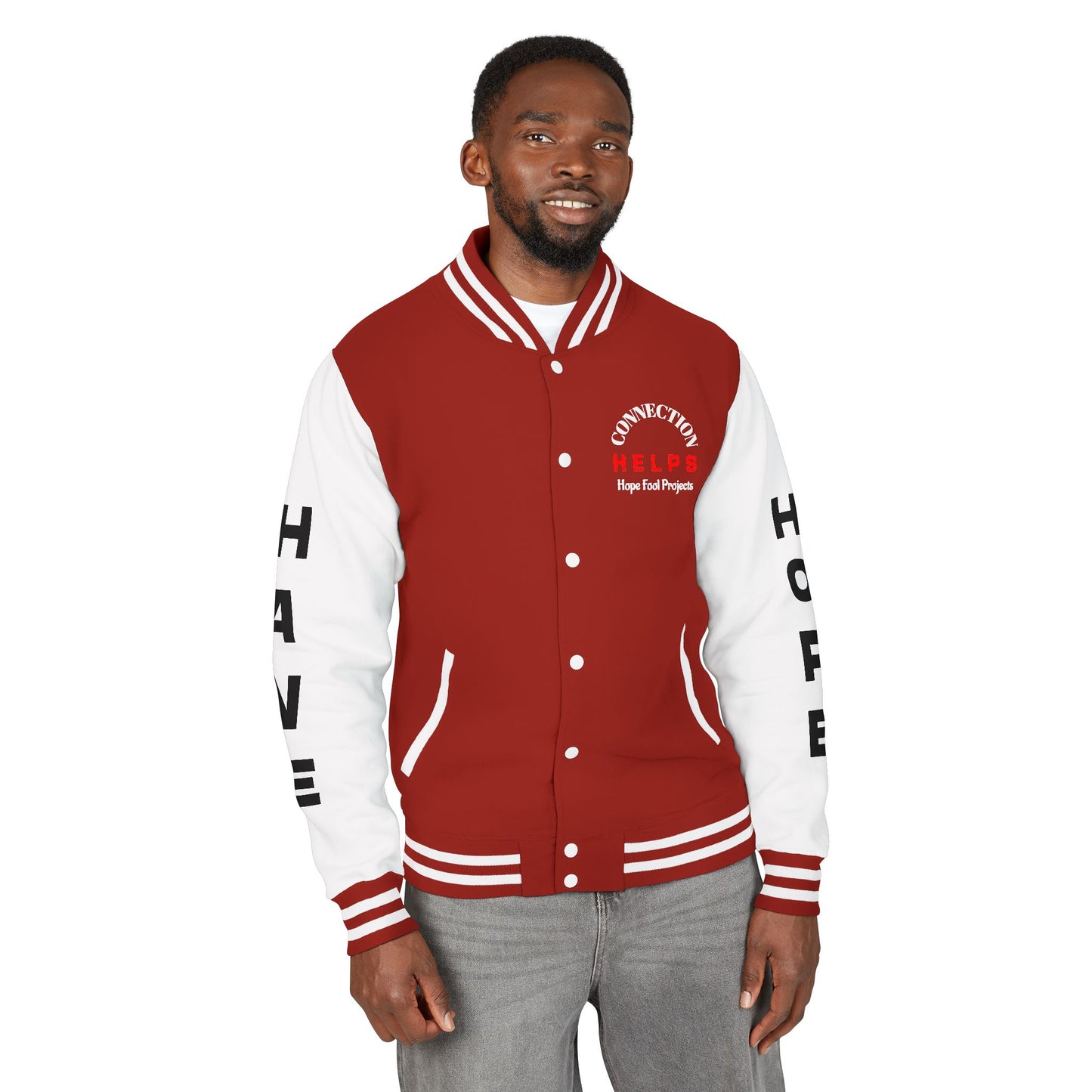 Rule Breaker Have Hope Inspired Unisex Heavyweight Letterman Jacket - Empowering Message "STOP BEING SO D*** HARD ON YOURSELF." Comes in many color variants!
