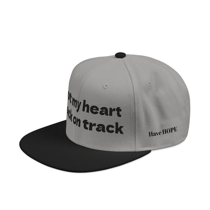 "Got my heart back on track" Snapback Cap, Embroidered Hat, Casual Streetwear, (Many color variants)