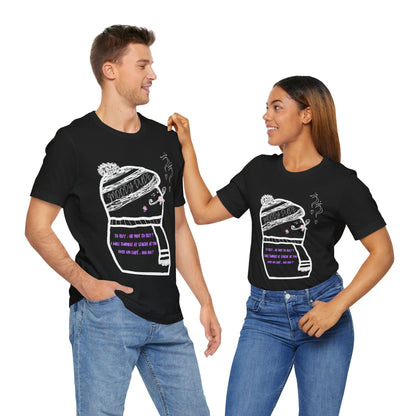 Purple Font  "I will twinkle le stache at you over un cafe, oui oui?" -Rizz ( Coffee ) Monster Unisex Jersey Short Sleeve Tee