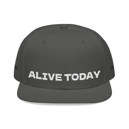 White Font "ALIVE TODAY" Snapback Cap, Embroidered Hat, Casual Streetwear, (Many color variants)