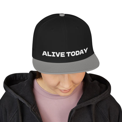 White Font "ALIVE TODAY" Snapback Cap, Embroidered Hat, Casual Streetwear, (Many color variants)