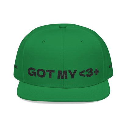 "Got My <3 +" (Got My Heart Positive) Snapback Cap, Embroidered Hat, Casual Streetwear, Gift for Him/Her, (Many color variants)