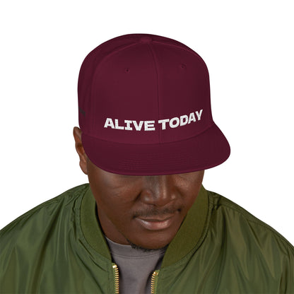 White Font "ALIVE TODAY" Snapback Cap, Embroidered Hat, Casual Streetwear, (Many color variants)