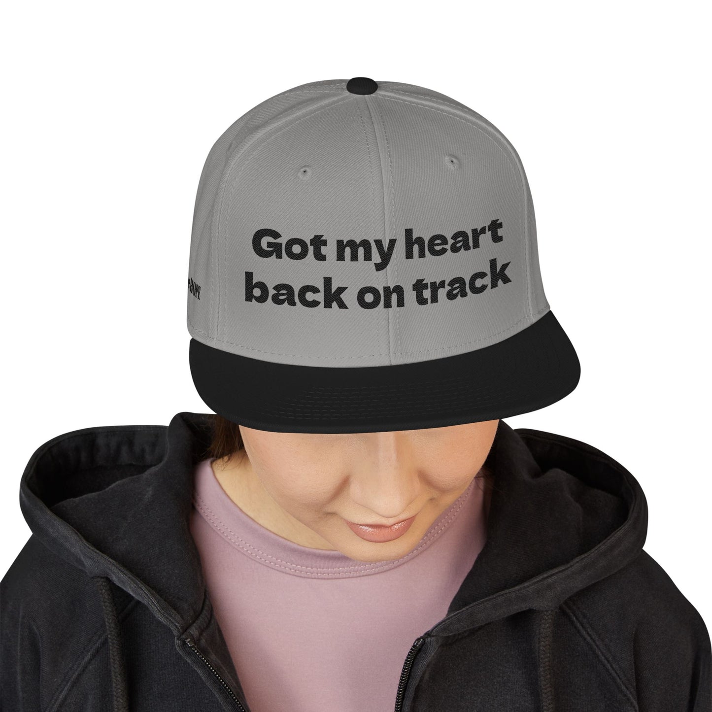 "Got my heart back on track" Snapback Cap, Embroidered Hat, Casual Streetwear, (Many color variants)