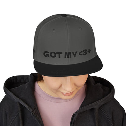 "Got My <3 +" (Got My Heart Positive) Snapback Cap, Embroidered Hat, Casual Streetwear, Gift for Him/Her, (Many color variants)