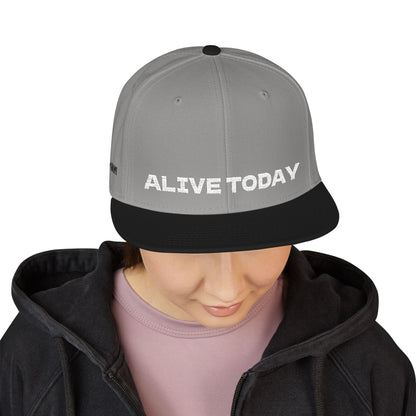 White Font "ALIVE TODAY" Snapback Cap, Embroidered Hat, Casual Streetwear, (Many color variants)