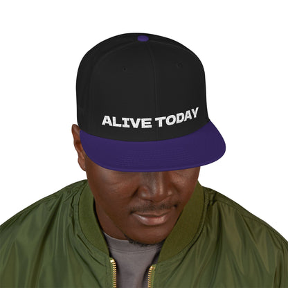 White Font "ALIVE TODAY" Snapback Cap, Embroidered Hat, Casual Streetwear, (Many color variants)