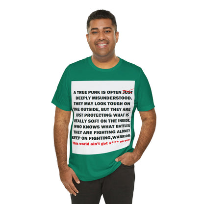 True Punk Motivational Messaging Variants of Green "This world ain't got s*** on you." Unisex Jersey Short Sleeve Tee (Color Group 3of4)