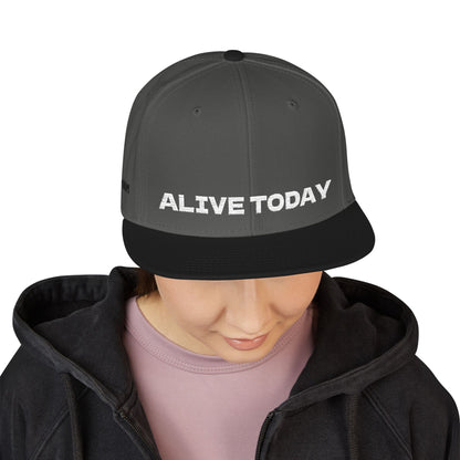 White Font "ALIVE TODAY" Snapback Cap, Embroidered Hat, Casual Streetwear, (Many color variants)